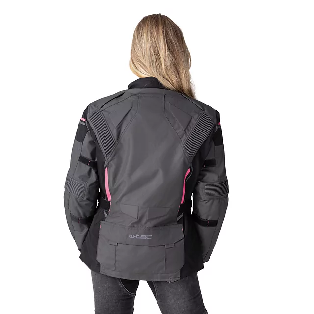 Dámská moto bunda W-TEC Barbata - černo-šedo-růžová