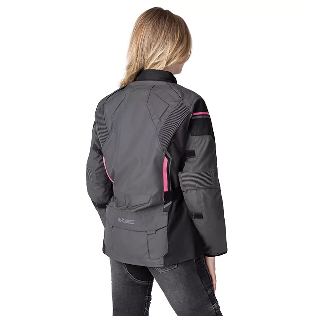 Dámská moto bunda W-TEC Barbata - černo-šedo-růžová