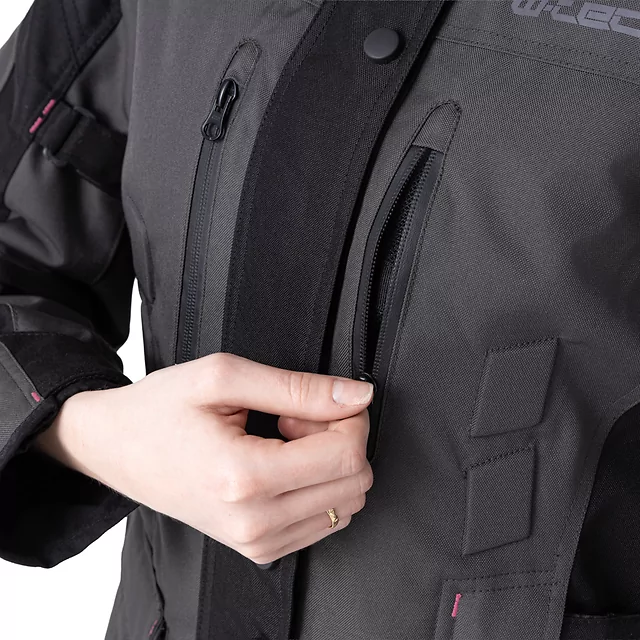 Dámská moto bunda W-TEC Barbata - černo-šedo-růžová