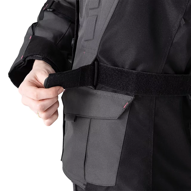 Dámská moto bunda W-TEC Barbata - černo-šedo-růžová