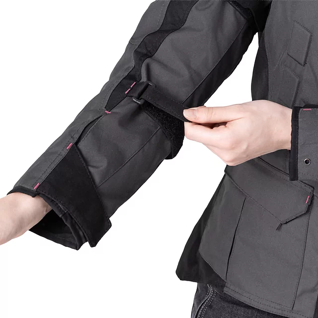 Dámská moto bunda W-TEC Barbata - černo-šedo-růžová