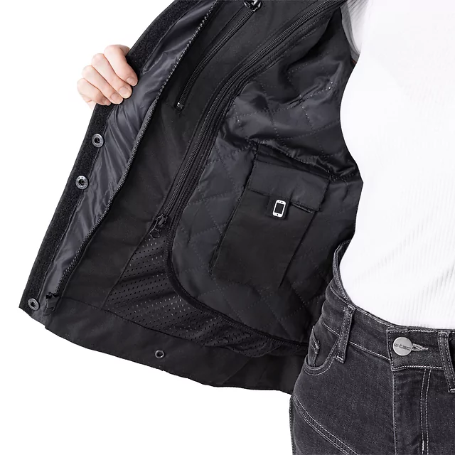 Dámská moto bunda W-TEC Barbata - černo-šedo-růžová