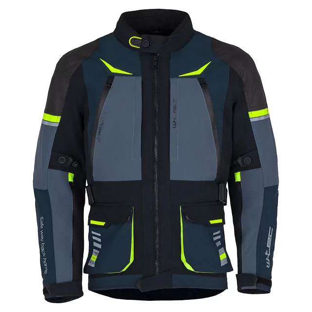 Moto bunda W-TEC Modock - černo-modro-fluo žlutá