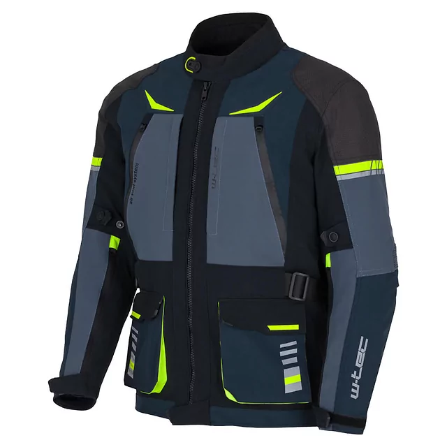 Moto bunda W-TEC Modock - černo-modro-fluo žlutá