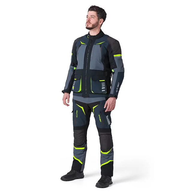 Moto bunda W-TEC Modock - černo-modro-fluo žlutá