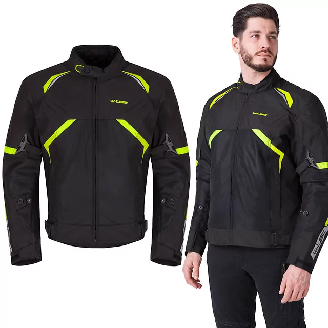 Letní moto bunda W-TEC Timuco - černá-fluo