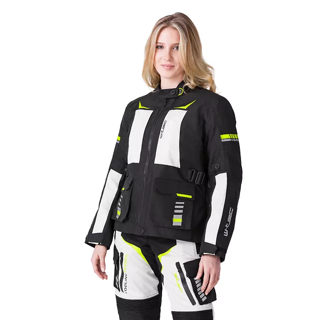 Dámská moto bunda W-TEC Warao Lady - černá-fluo