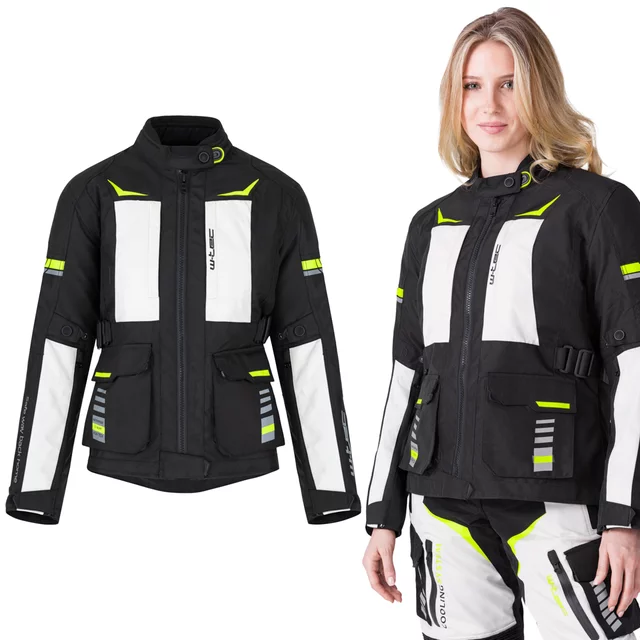 Dámská moto bunda W-TEC Warao Lady - černá-fluo - černá-fluo