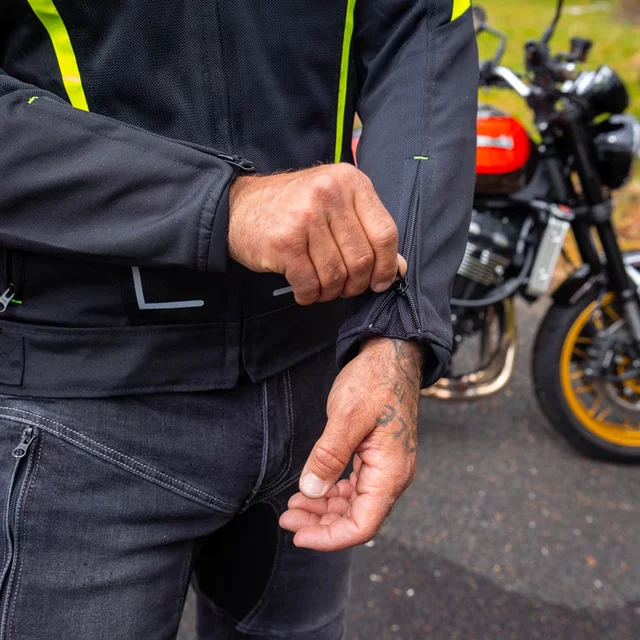 Letní pánská moto bunda W-TEC Mirelio - černá-fluo