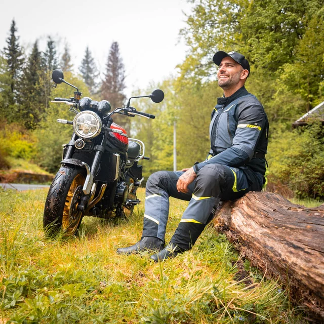Moto kalhoty W-TEC Modock - černo-modro-fluo žlutá