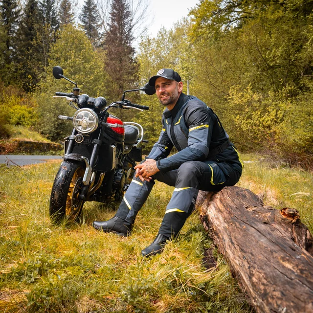 Moto bunda W-TEC Modock - černo-modro-fluo žlutá