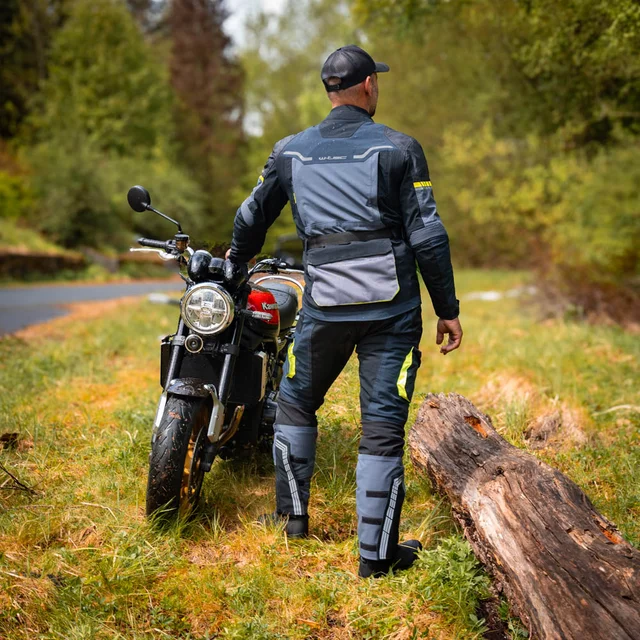 Moto bunda W-TEC Modock - černo-modro-fluo žlutá