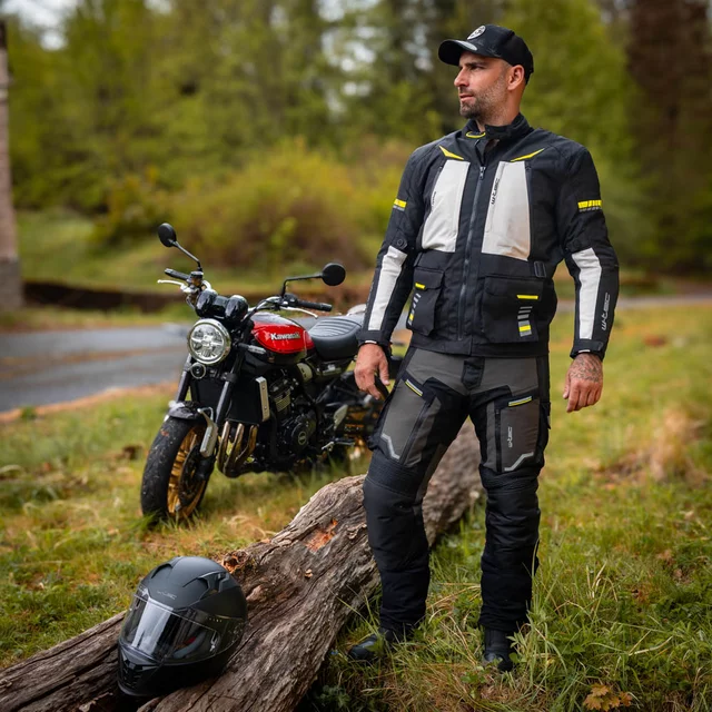 Moto bunda W-TEC Warao - černá-fluo