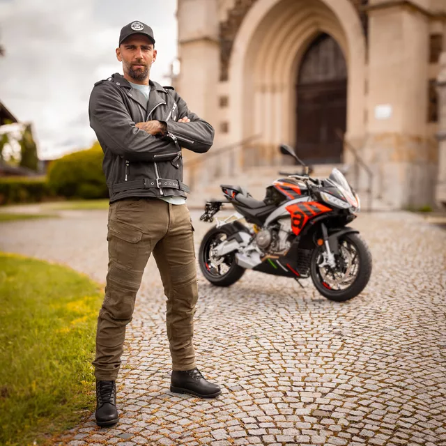 Moto jeansy W-TEC Wallbridge Olive