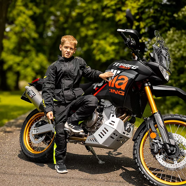 Dětská rostoucí moto bunda W-TEC Pinapoco - černá-fluo
