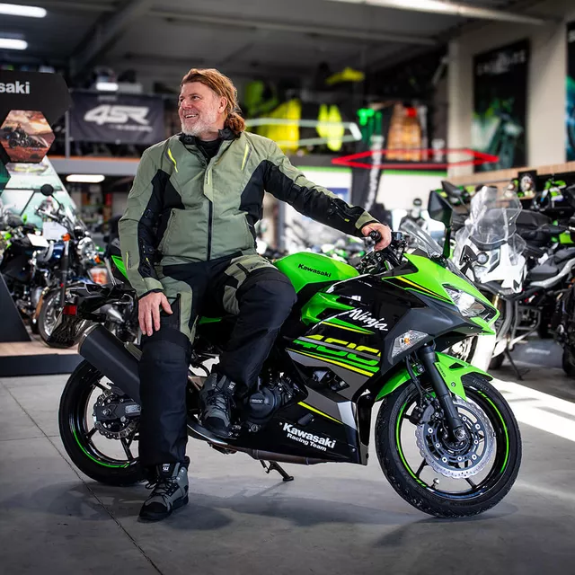 Moto kalhoty W-TEC Karmal - 2.jakost - černo-olivově zelená