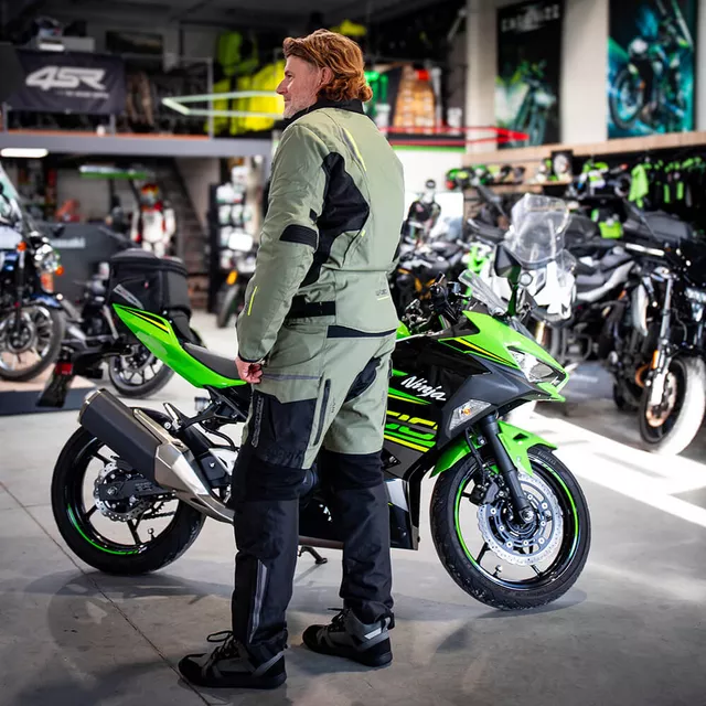 Moto kalhoty W-TEC Karmal - 2.jakost - černo-olivově zelená