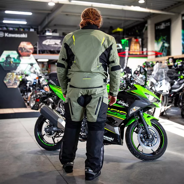 Moto kalhoty W-TEC Karmal - 2.jakost - černo-olivově zelená