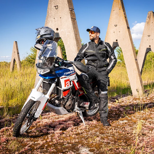 Moto kalhoty W-TEC Smackton - černo-šedo-oranžová