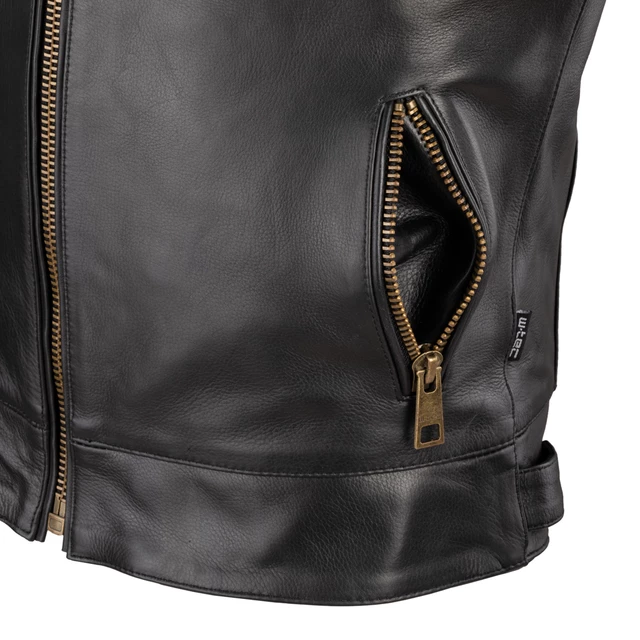 Pánská kožená moto bunda W-TEC Stripe - 2.jakost - černá s béžovými pruhy
