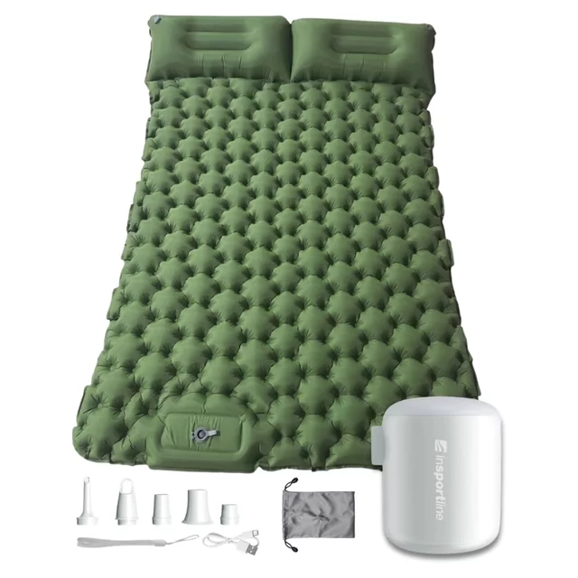 Nafukovací karimatka pro dva inSPORTline Faustea s minipumpou 192x125x8 cm