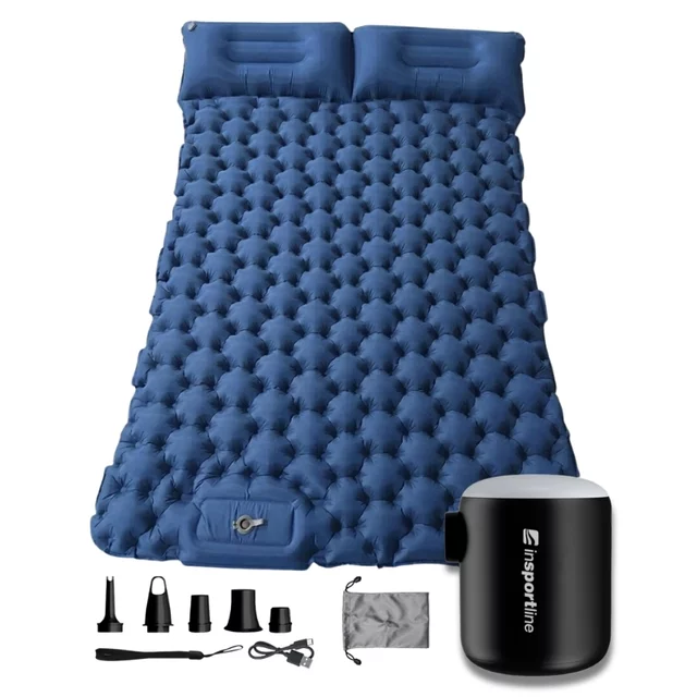 Nafukovací karimatka pro dva inSPORTline Faustea s minipumpou 192x125x8 cm