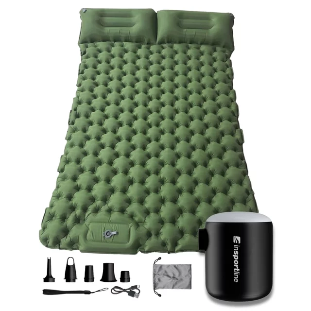Nafukovací karimatka pro dva inSPORTline Faustea s minipumpou 192x125x8 cm
