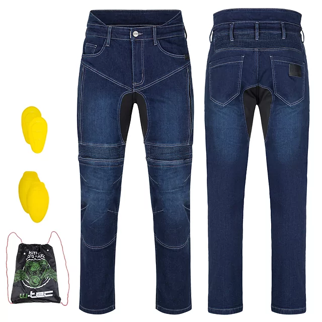 Pánské moto jeansy W-TEC Biterillo Evo - černá - modrá