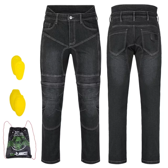 Pánské moto jeansy W-TEC Biterillo Evo - černá - černá