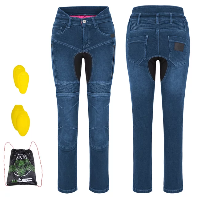 Dámské moto jeansy W-TEC Biterilla Eva Lady - černá - modrá