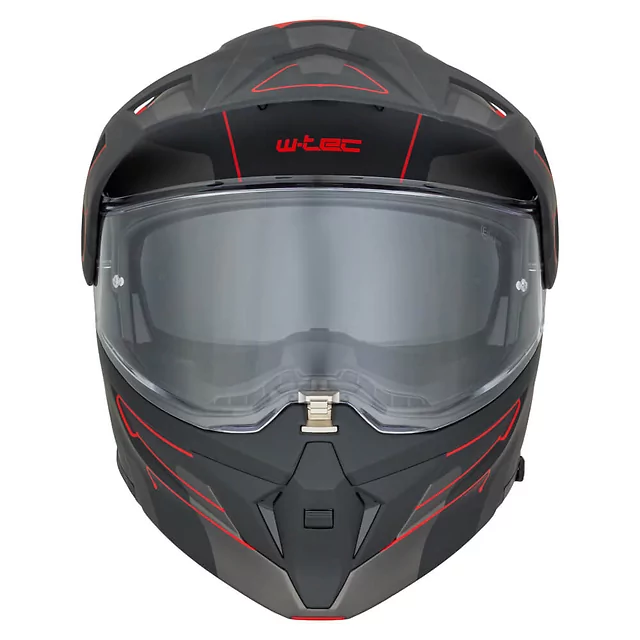 Výklopná moto přilba 3v1 W-TEC Neovu Graphic - 2.jakost - šedo-červeno-modrá