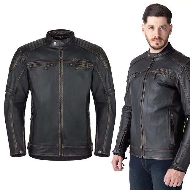 Kožená moto bunda W-TEC Mungelli EVO - vintage černo-hnědá