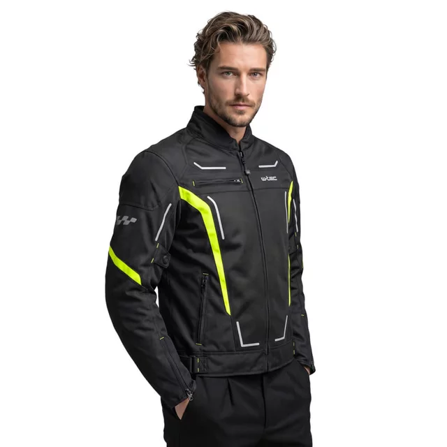 Letní pánská moto bunda W-TEC Mirelio - černá-fluo