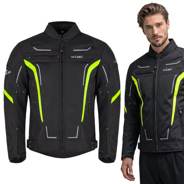 Letní pánská moto bunda W-TEC Mirelio - černá-fluo - černá-fluo
