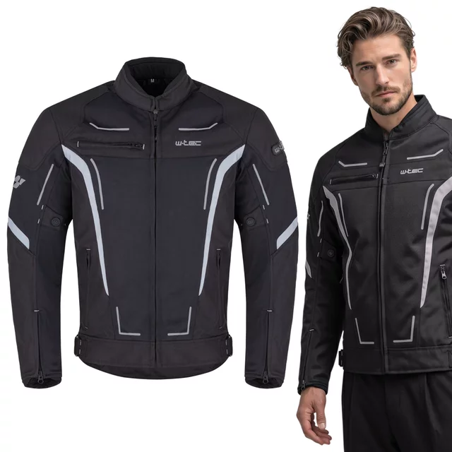 Letní pánská moto bunda W-TEC Mirelio - černá-fluo - černo-šedá
