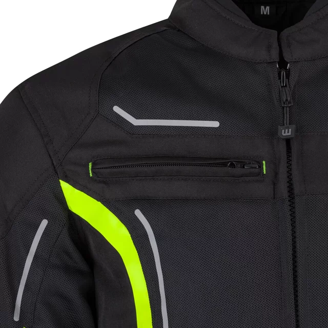 Letní pánská moto bunda W-TEC Mirelio - černá-fluo