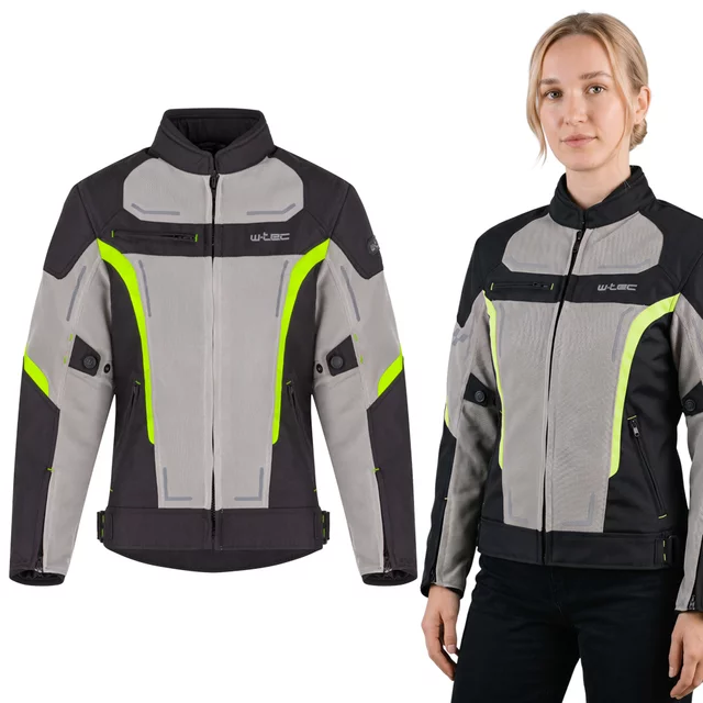 Letní dámská moto bunda W-TEC Mirelia - černo-šedo-fluo