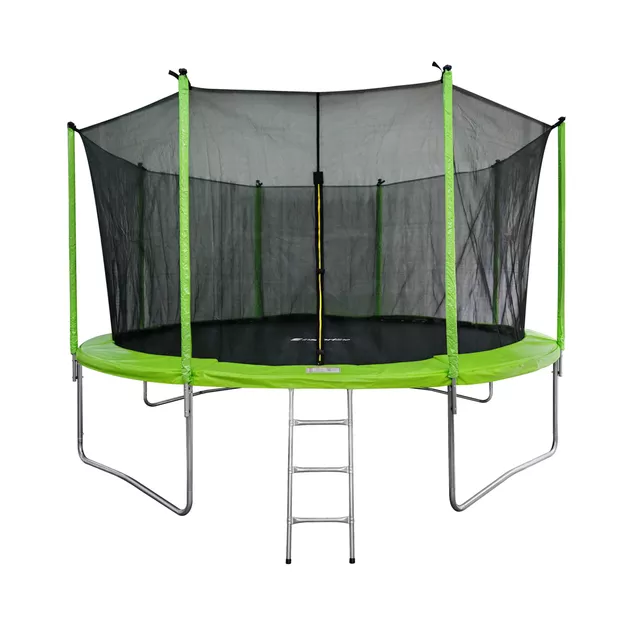 Trampolína s ochrannou sítí a schůdky inSPORTline Irbiso 427 cm