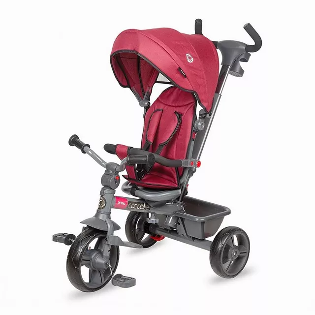 Dětská tříkolka s vodící tyčí Coccolle Primo - magenta - magenta