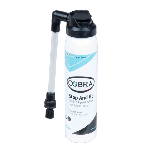 Sprej na opravu defektů duší s aplikátorem COBRA F1 Stop & Go 100 ml