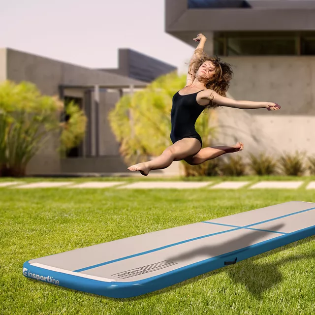 Airtrack inSPORTline Airstunt 500x100x10 cm bílo-modrá s elektrickou pumpou