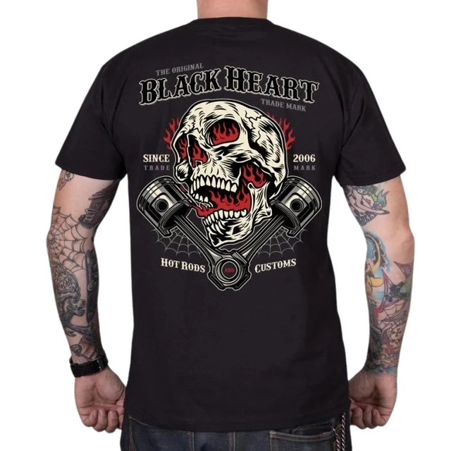 Triko BLACK HEART Flame Piston - černá
