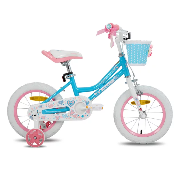 Dětské kolo Joystar Angel 14" s košíkem a kolečky • 91-119 cm - modrá - modrá