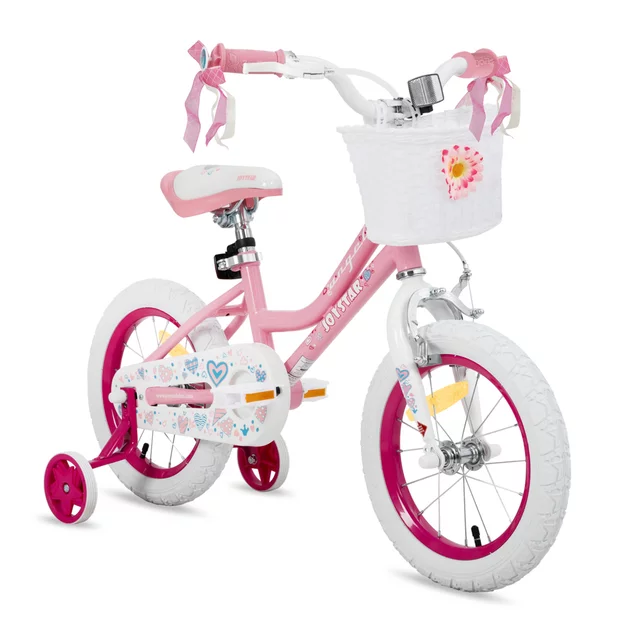 Dětské kolo Joystar Angel 14" s košíkem a kolečky • 91-119 cm - modrá