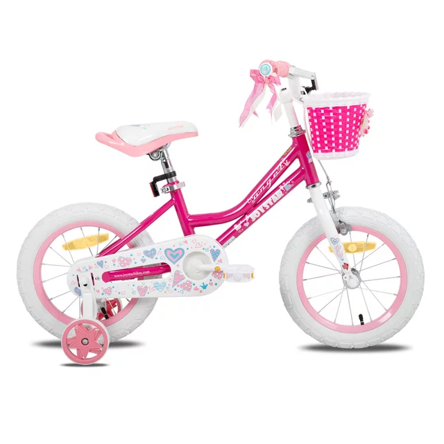 Dětské kolo Joystar Angel 14" s košíkem a kolečky • 91-119 cm - modrá - růžová