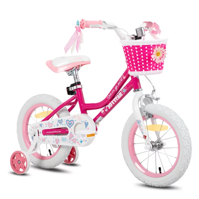 Dětské kolo Joystar Angel 14" s košíkem a kolečky • 91-119 cm - modrá