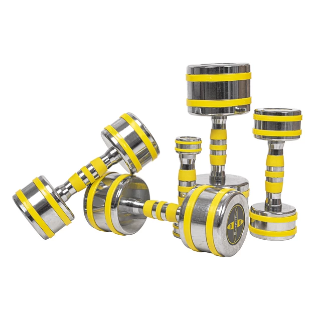Chromové činky inSPORTline Yellsteel 6-14 kg