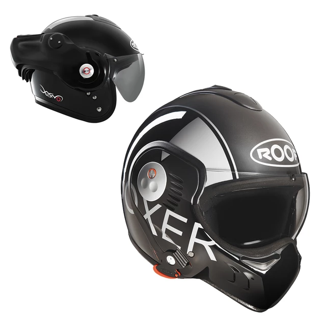 Překlopná moto přilba ROOF Boxer V8 Grafic P/J - černo-šedá