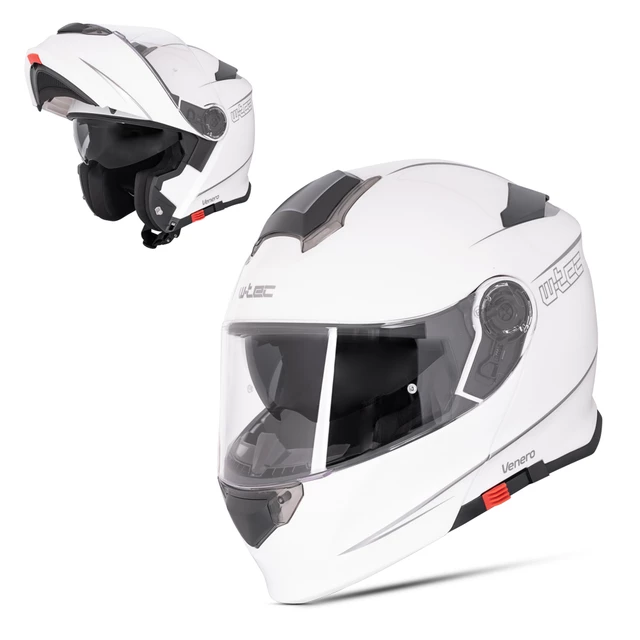 Výklopná přilba W-TEC Venero - Magic Matt Black - Glossy White