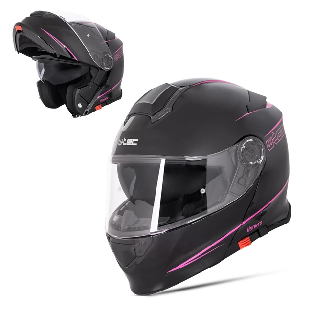 Výklopná přilba W-TEC Venero - Magic Matt Black - Rosanero